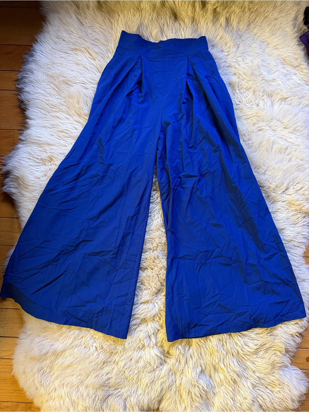 Stunning Flowing wide Leg High-Waist Pants in Royal Blue with Pleats.